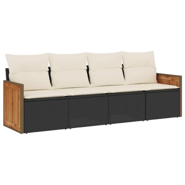 vidaXL sofasæt til haven 4 dele med hynder polyrattan sort