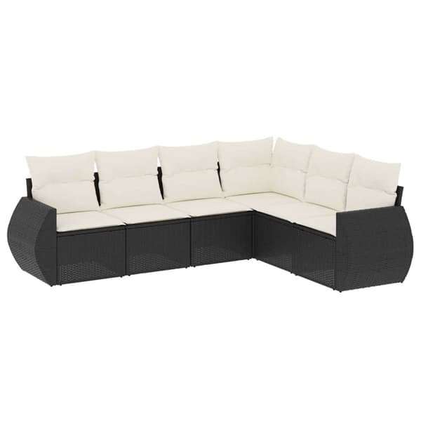 vidaXL sofasæt til haven 6 dele med hynder polyrattan sort