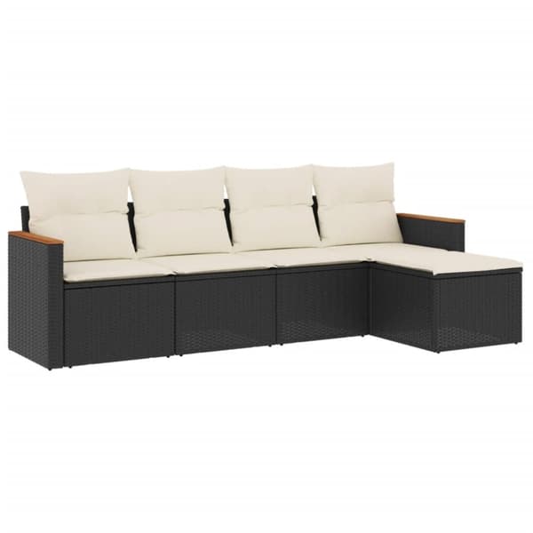 vidaXL sofasæt til haven 5 dele med hynder polyrattan sort
