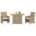 Miniatyrbillede 3 af 11: vidaXL bistrosæt til haven 3 dele med hynder polyrattan beige