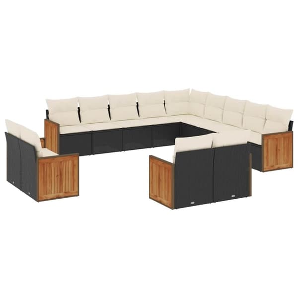 vidaXL sofasæt til haven 13 dele med hynder polyrattan sort