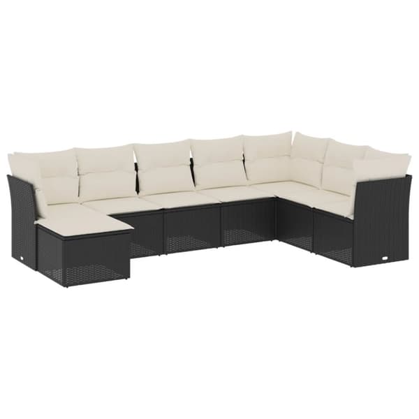 vidaXL sofasæt til haven 8 dele med hynder polyrattan sort