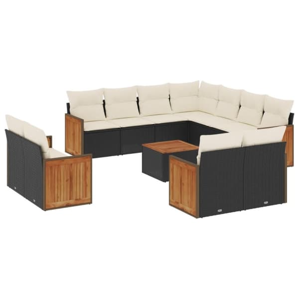 vidaXL Loungegrupp med dynor 12 delar svart konstrotting