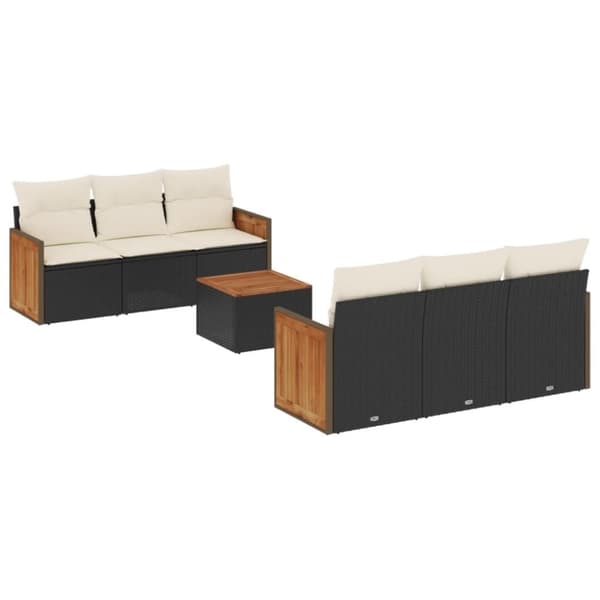vidaXL sofasæt til haven 7 dele med hynder polyrattan sort