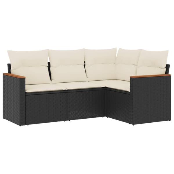 vidaXL sofasæt til haven 4 dele med hynder polyrattan sort