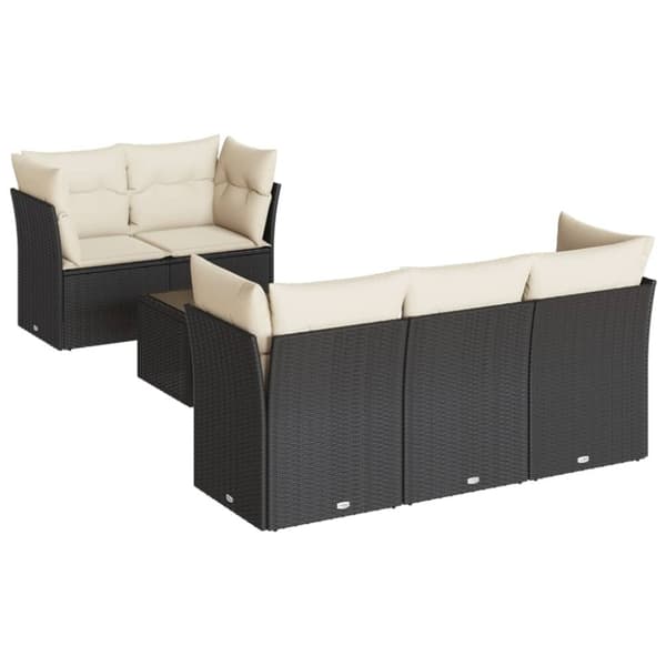 vidaXL sofasæt til haven 6 dele med hynder polyrattan sort