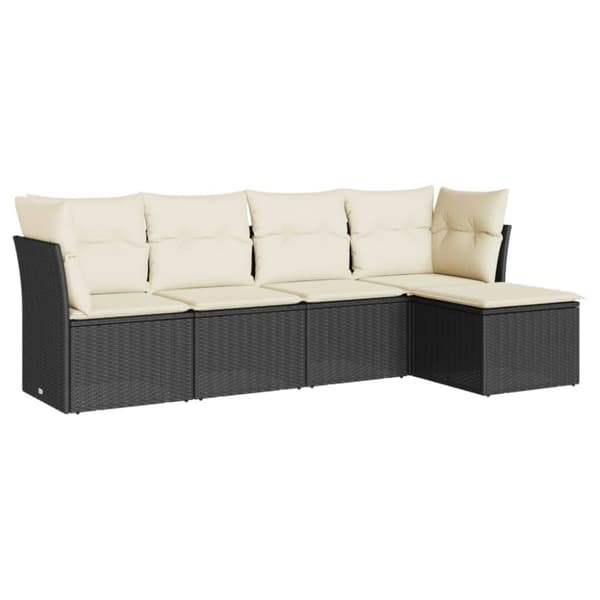 vidaXL sofasæt til haven 5 dele med hynder polyrattan sort