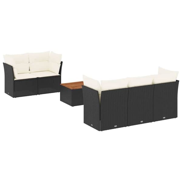 vidaXL Loungegrupp med dynor 6 delar svart konstrotting