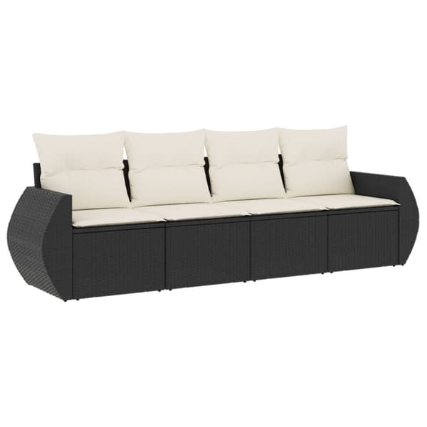 vidaXL sofasæt til haven 4 dele med hynder polyrattan sort