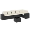 Miniatyrbillede 3 af 4: vidaXL sofasæt til haven 7 dele med hynder polyrattan sort
