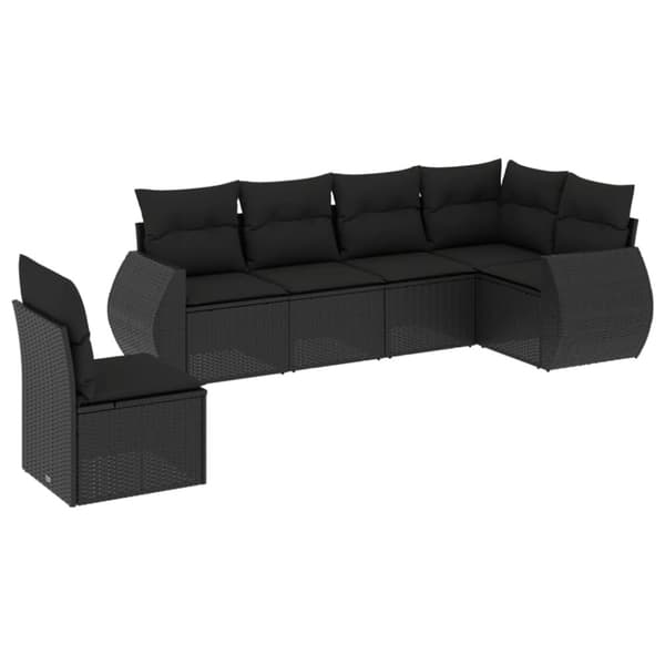 vidaXL sofasæt til haven 6 dele med hynder polyrattan sort