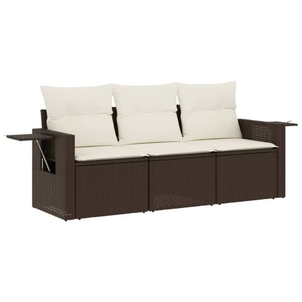 vidaXL sofasæt til haven 3 dele med hynder polyrattan brun