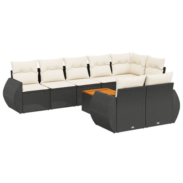 vidaXL sofasæt til haven 9 dele med hynder polyrattan sort
