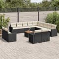 Miniatyrbillede 2 af 11: vidaXL sofasæt til haven 14 dele med hynder polyrattan sort