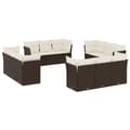 Miniatyrbillede 3 af 4: vidaXL sofasæt til haven 12 dele med hynder polyrattan brun