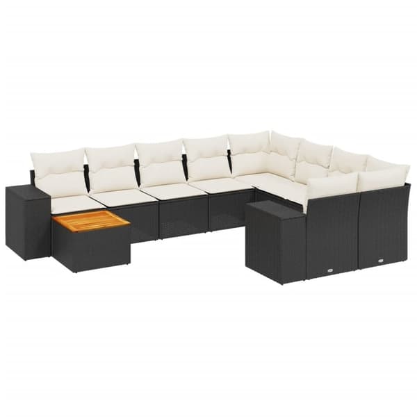 vidaXL sofasæt til haven 10 dele med hynder polyrattan sort