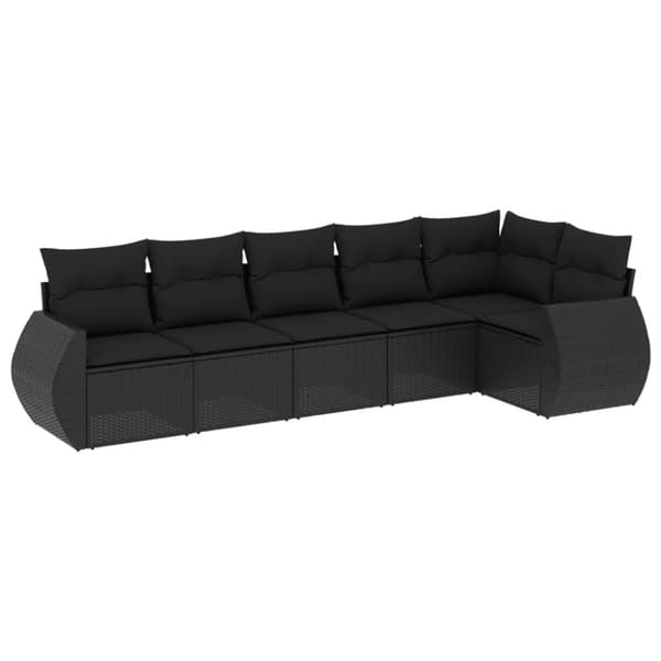 vidaXL sofasæt til haven 6 dele med hynder polyrattan sort