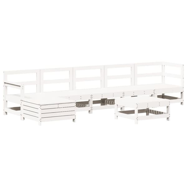 vidaXL Hagesofagruppe 7 deler hvit heltre furu
