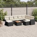 Miniatyrbillede 2 af 11: vidaXL sofasæt til haven 10 dele med hynder polyrattan sort