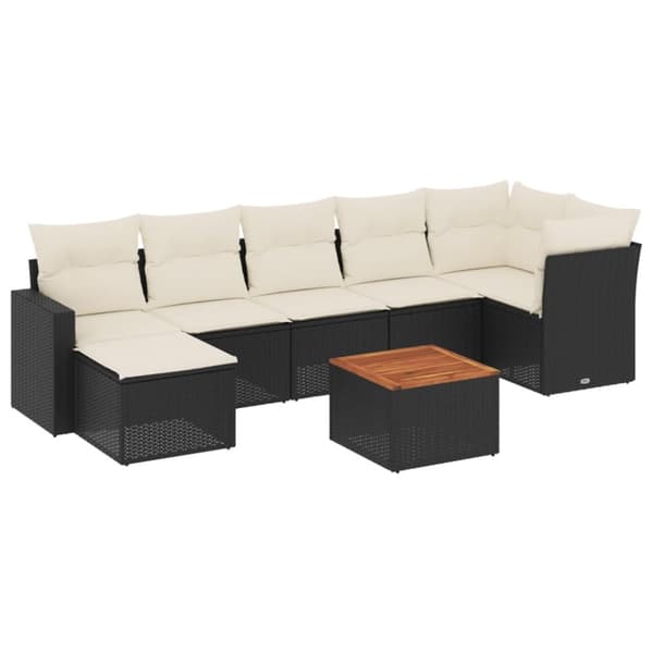 vidaXL sofasæt til haven 8 dele med hynder polyrattan sort