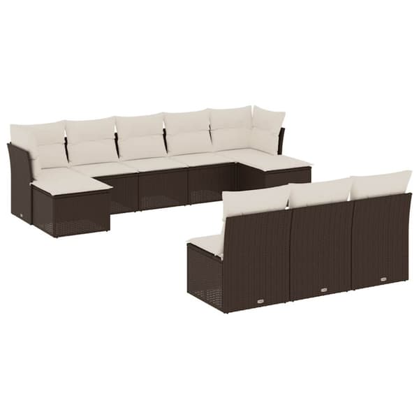 vidaXL sofasæt til haven 10 dele med hynder polyrattan brun