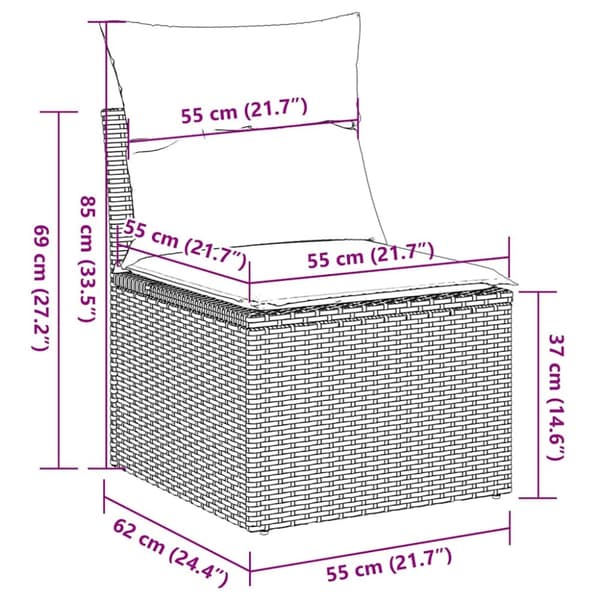 vidaXL sofasæt til haven 6 dele med hynder polyrattan brun