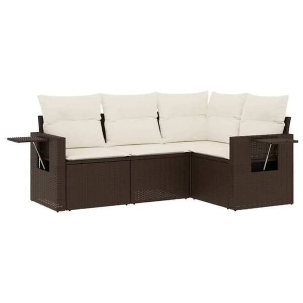 vidaXL sofasæt til haven 4 dele med hynder polyrattan brun