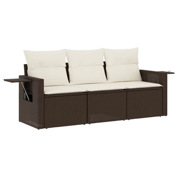 vidaXL sofasæt til haven 3 dele med hynder polyrattan brun
