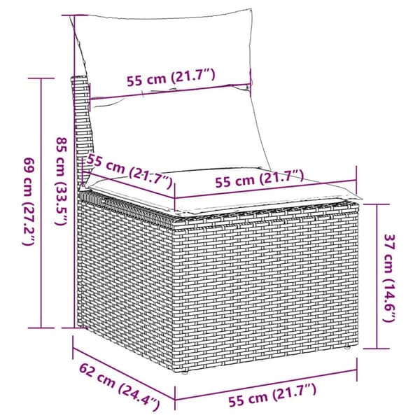 vidaXL sofasæt til haven 5 dele med hynder polyrattan brun