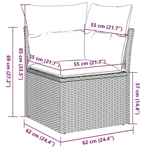 vidaXL sofasæt til haven 5 dele med hynder polyrattan brun