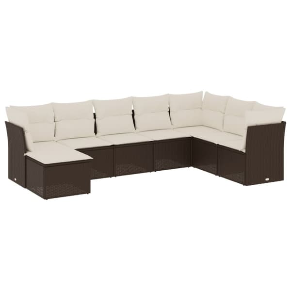 vidaXL sofasæt til haven 8 dele med hynder polyrattan brun