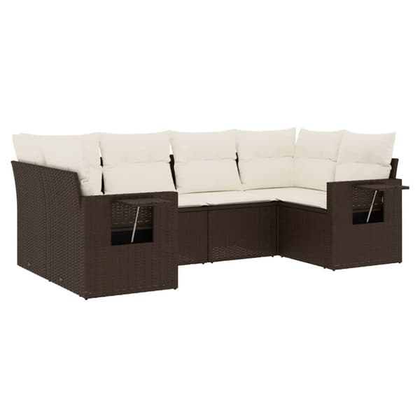 vidaXL sofasæt til haven 6 dele med hynder polyrattan brun