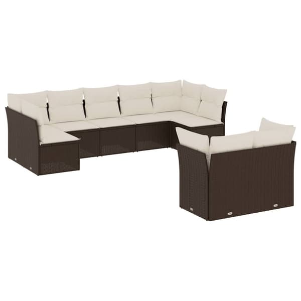 vidaXL sofasæt til haven 9 dele med hynder polyrattan brun