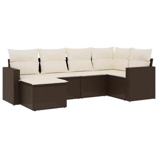 vidaXL sofasæt til haven 6 dele med hynder polyrattan brun