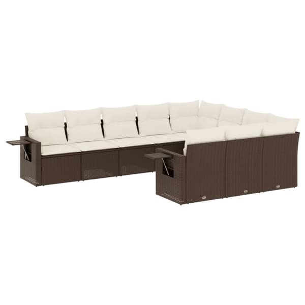 vidaXL Loungegrupp 10 delar med brun dynor konstrotting