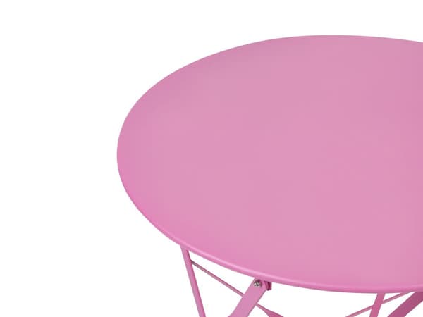Balkongset i 3 delar Rosa Metall Fällbar Spjälad Sits Ryggstöd Utomhus