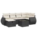 Miniatyrbillede 3 af 5: vidaXL sofasæt til haven 7 dele med hynder polyrattan sort