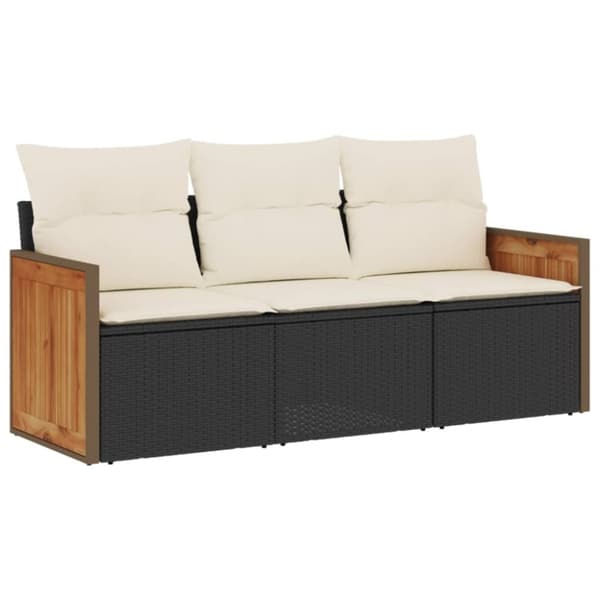 vidaXL sofasæt til haven 3 dele med hynder polyrattan sort