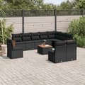 Miniatyrbillede 3 af 3: vidaXL sofasæt til haven 11 dele med hynder polyrattan sort