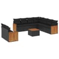Miniatyrbillede 1 af 3: vidaXL sofasæt til haven 10 dele med hynder polyrattan sort