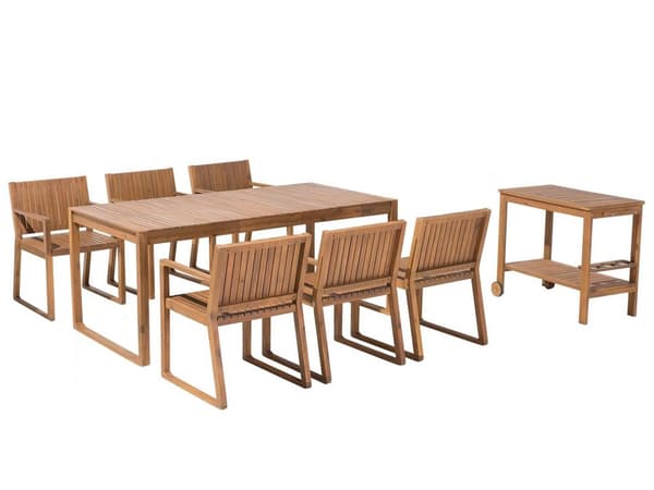 Have spisestue sæt brun akacietræ 6 sæder vejrbestandigt klassisk design