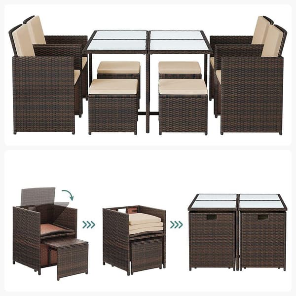 Rootz altanmøbelsæt - Udendørs altansæt - Bistro altansæt - Rattan altanmøbler - Brun/Beige