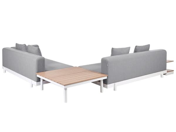 Loungesæt Grå Polyester 5 Personers Udendørs Hjørnesofa Modul Vandtætte Hynder Sofabord til Terrasse Have Indretning