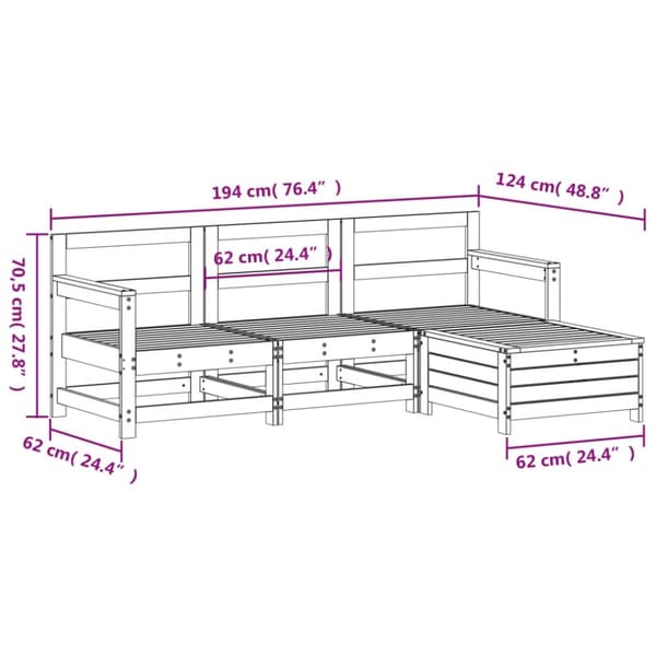 vidaXL Hagesofasett 4 deler impregnert furu