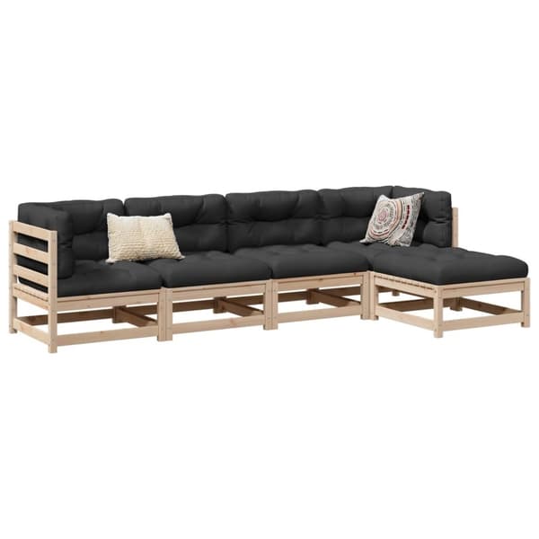 vidaXL sofasæt til haven 5 dele massivt fyrretræ