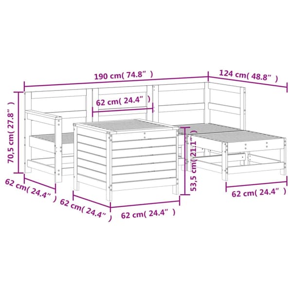 vidaXL Hagesofagruppe 5 deler heltre douglasgran