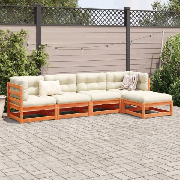 vidaXL Hagesofagruppe 5 deler voksbrun heltre furu
