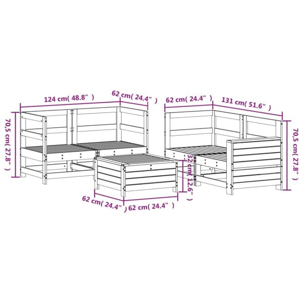vidaXL Hagesofagruppe 5 deler heltre douglasgran