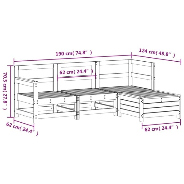 vidaXL Hagesofagruppe 4 deler heltre douglasgran