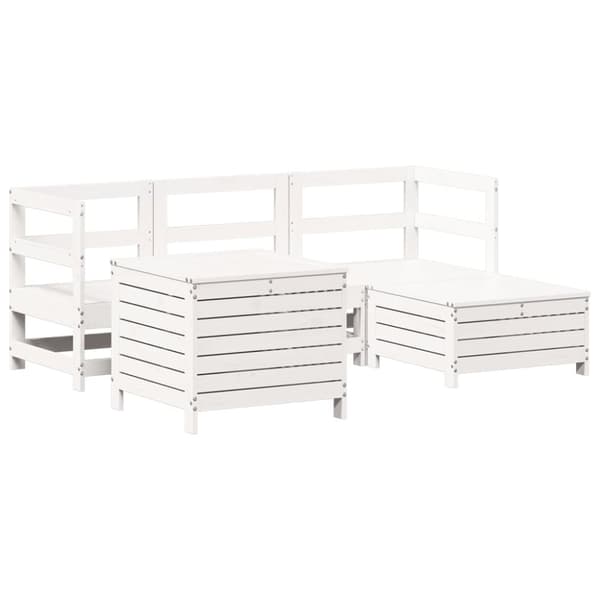 vidaXL Hagesofagruppe 5 deler hvit heltre furu